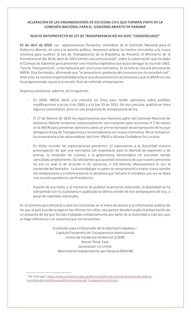 Organizaciones alertan que las modificaciones a la Ley de Transparencia no han sido consensuadas, como alega Presidencia