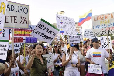 Venezolanos se manifiestan en Madrid contra la constituyente 'fraudulenta'