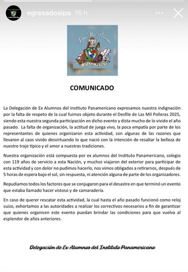 La ATP se disculpa y lamenta desorganización en el Desfile de las Mil Polleras