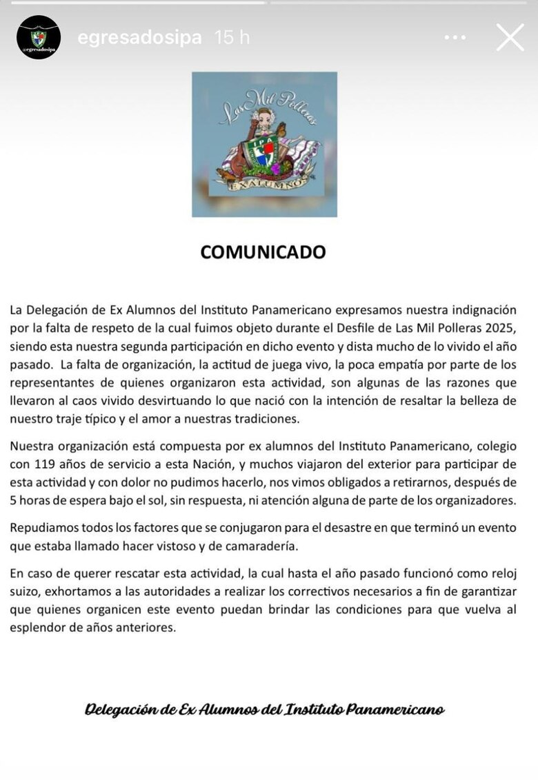 La ATP se disculpa y lamenta desorganización en el Desfile de las Mil Polleras