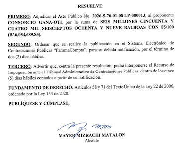 Alcalde Mizrachi adjudica renovación de la 5 de Mayo y la 3 de Noviembre a Consorcio Gana-Oti