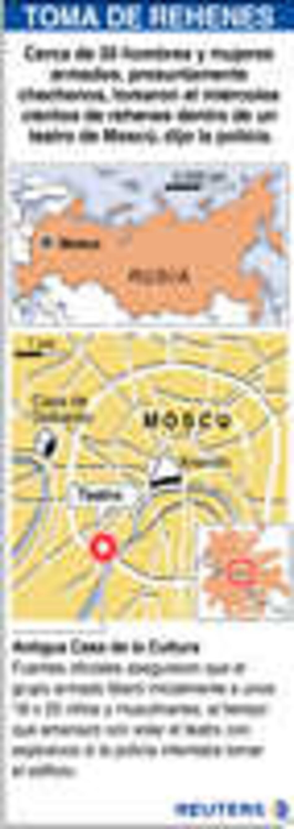 Cientos de rehenes en teatro de Moscú