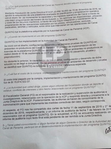 ACP responde cuestionario de la Asamblea sobre 'irregularidades’ en compra de plataforma Quintiq