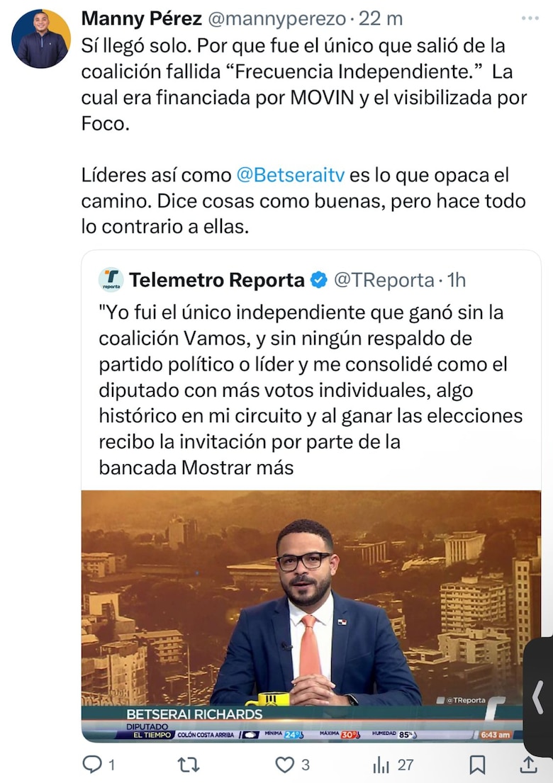 Disputa interna en Vamos: explosivo enfrentamiento entre Lucho Duke y Betserai Richards