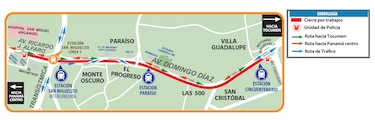 Cerrarán dos carriles en la vía Domingo Díaz por trabajos en la línea 2 del Metro