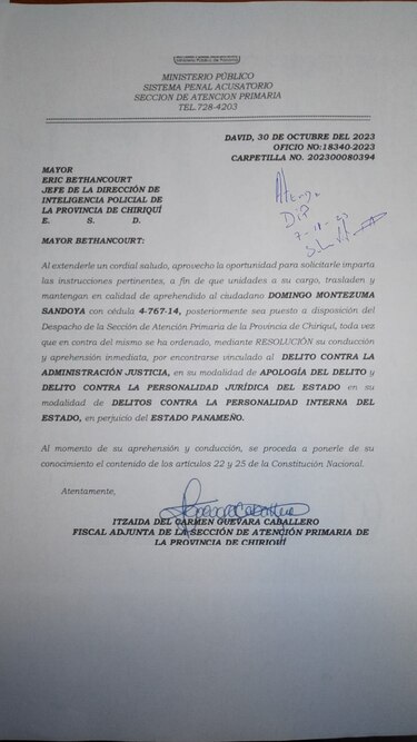 Giran órdenes de detención contra dos dirigentes indígenas en Chiriquí