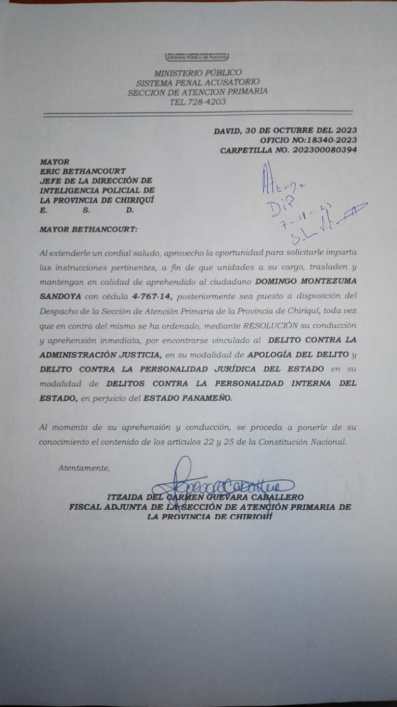 Giran órdenes de detención contra dos dirigentes indígenas en Chiriquí