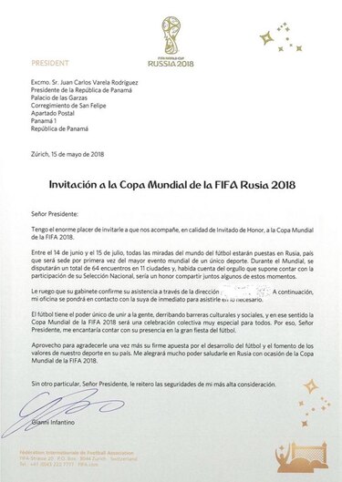 Contraloría refrenda $100 mil para viaje de Varela al Mundial de Rusia