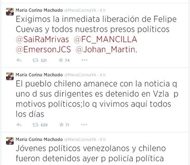 Oposición venezolana exige la liberación 'inmediata' de dirigente chileno