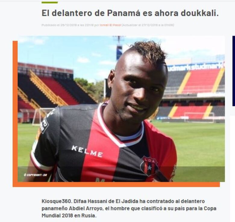 Vinculan al panameño Adbiel Arroyo con equipo marroquí