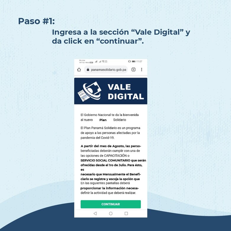 Estos son los seis pasos a seguir para recibir el Vale Digital dentro del plan Panamá Solidario