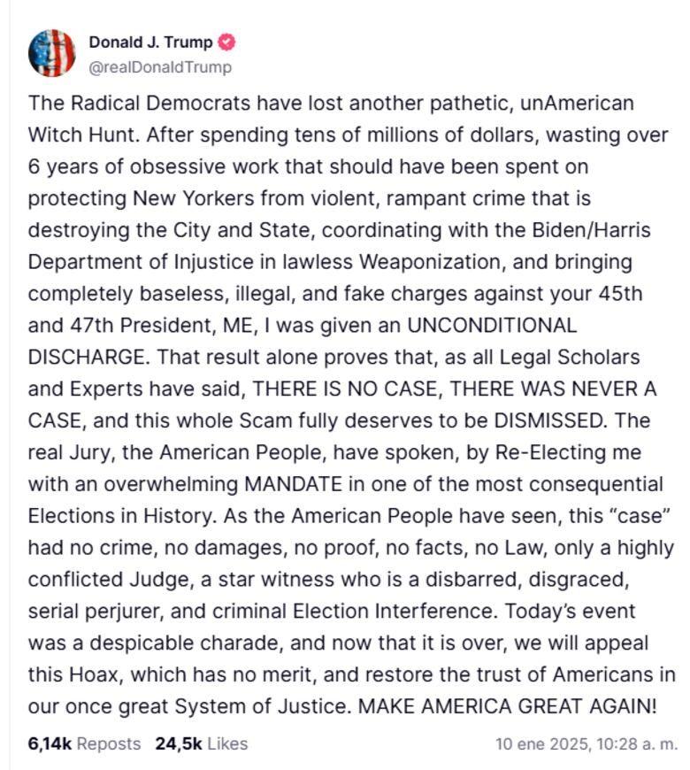 Donald Trump es sentenciado; pero no irá a la cárcel por el caso Stormy Daniels