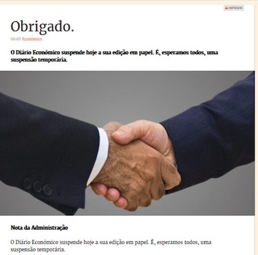Principal diario económico portugués suspende su edición en papel
