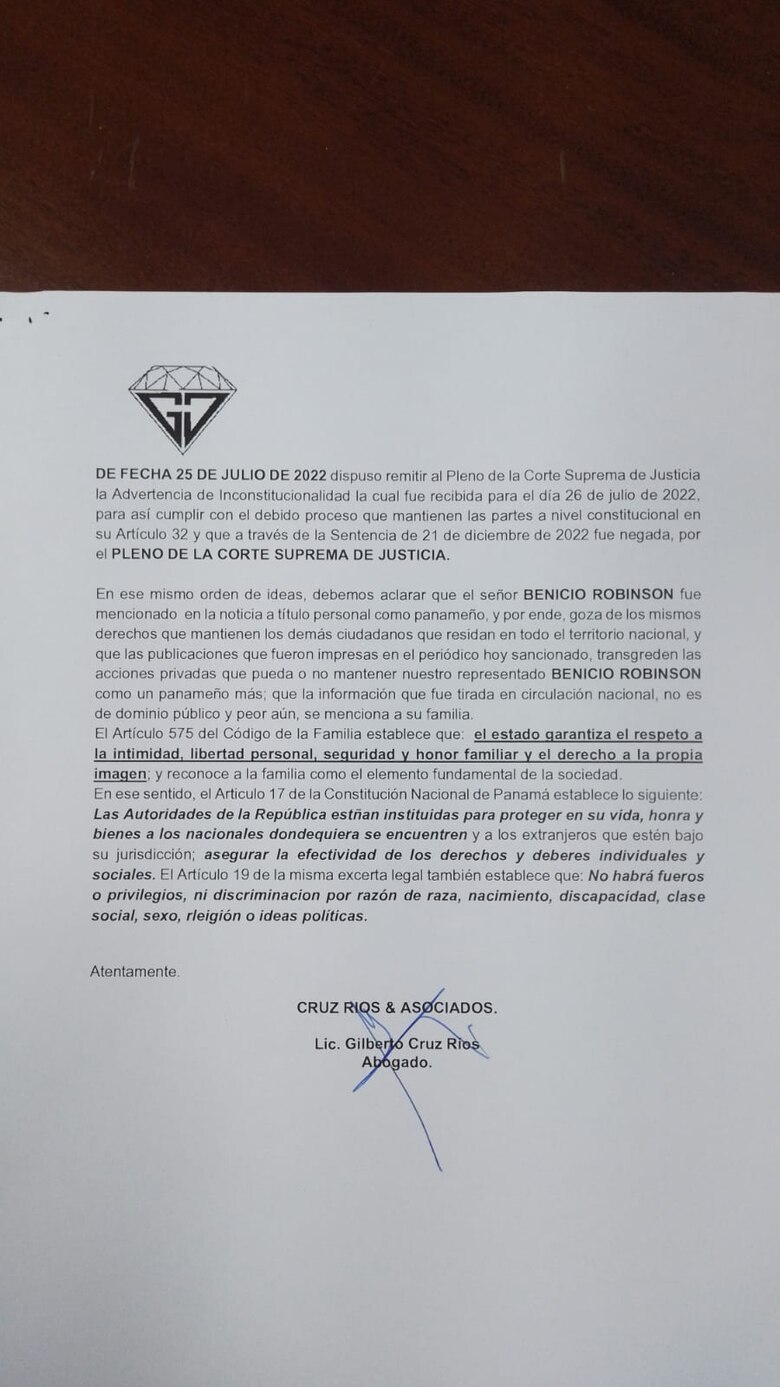 El abogado de Benicio Robinson afirma que la información sobre los cupos del transporte ‘no es de dominio público’
