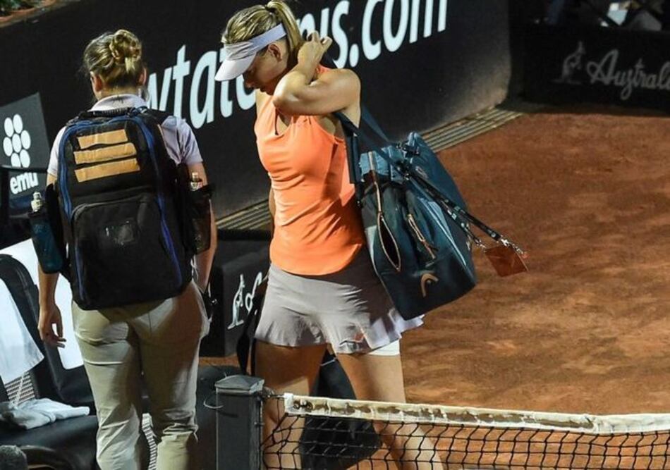 Sharapova se retira en Italia; Djokovic y Cuevas avanzan
