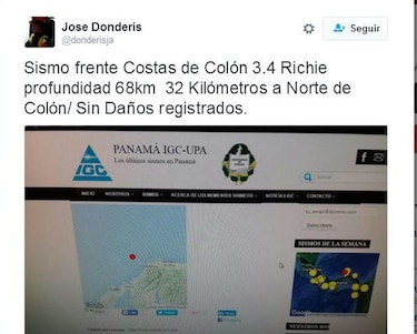 Sismo de 3.4 grados se siente en varios sectores de Panamá