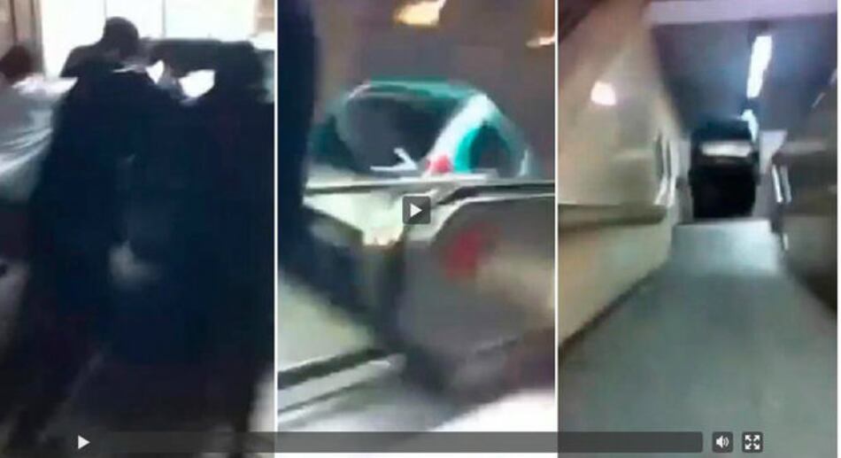 Video: Jóvenes ebrios tiran un carro escaleras abajo al metro de Bruselas, Bélgica