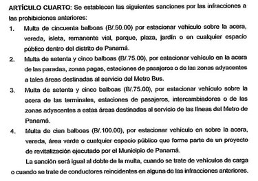 Alcaldía de Panamá aprueba nuevas multas para quien se estacione mal