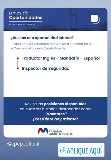 Nuevos puestos disponibles en el Cuarto Puente sobre el Canal de Panamá