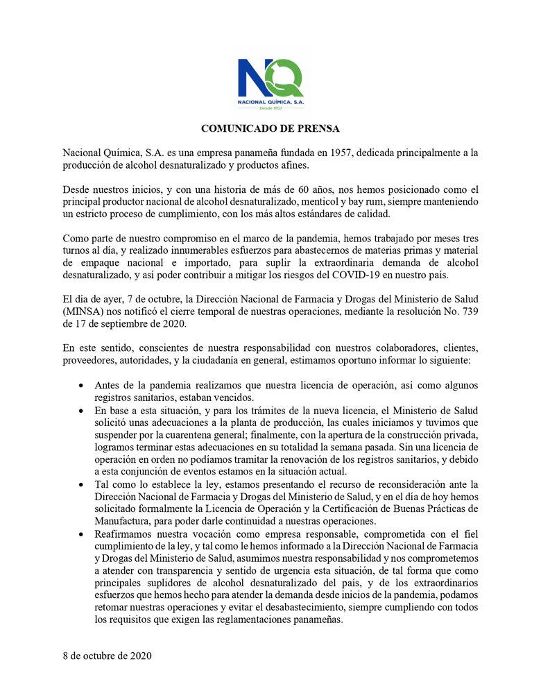 Minsa ordena retirar del mercado el alcohol Herva Desnaturalizado al 70%