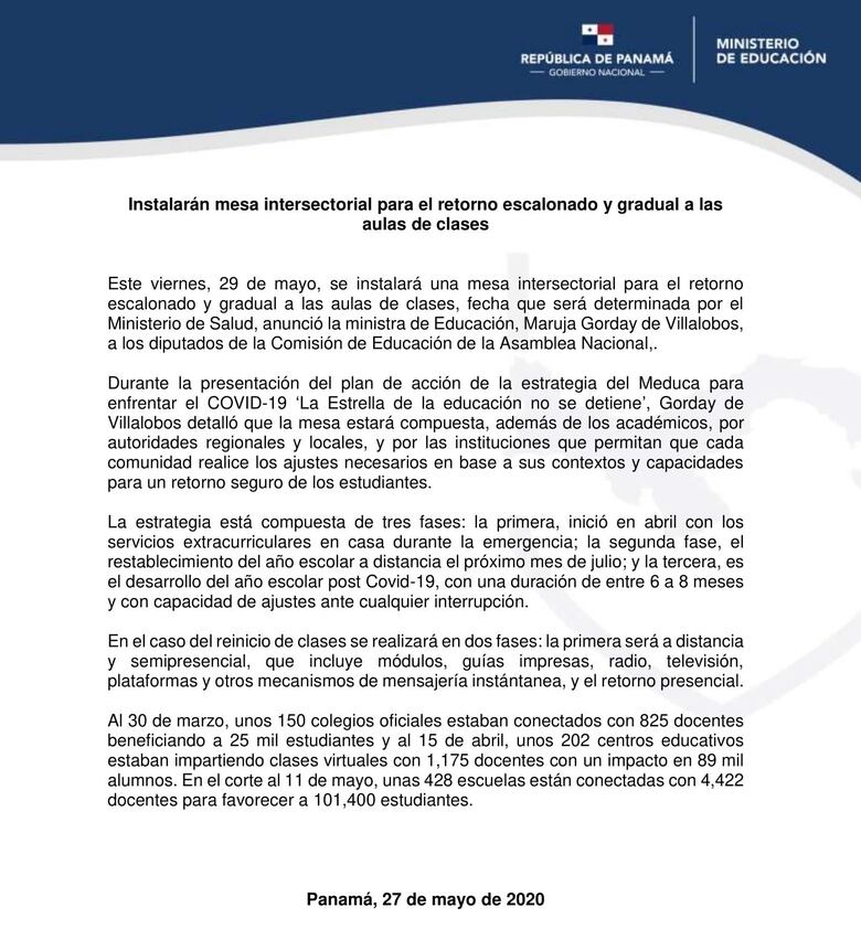 Meduca prevé el regreso a clases en dos fases; empezando de manera semipresencial desde julio