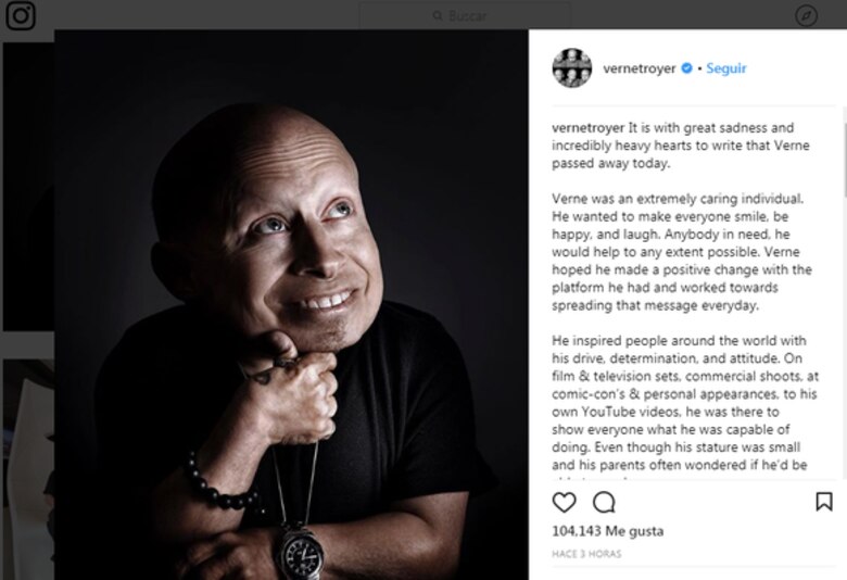 Verne Troyer, popular por su papel como 'Mini-me', muere a los 49 años