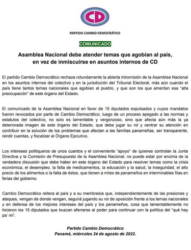 El Tribunal Electoral sustenta su presupuesto, el mismo día que la Asamblea cuestiona la expulsión de los diputados de CD