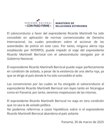 La Policía Nacional dice que rechazó trámite para incluir a Martinelli en alerta roja de Interpol