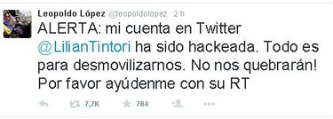Hackean la cuenta de Lilian Tintori