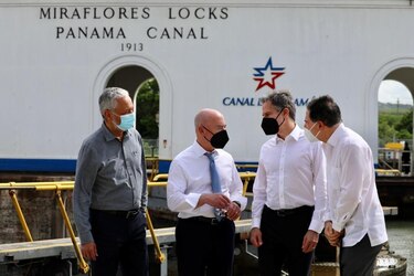 Blinken y Mayorkas visitan a Cortizo en la Presidencia y recorren las esclusas de Miraflores