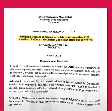 Unachi Tv., un nuevo proyecto que debe aprobar la Asamblea