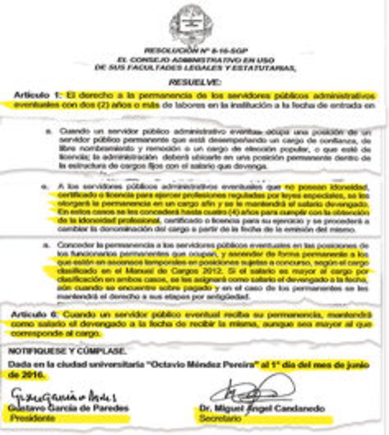 ‘Blindan’ planilla de la Universidad de Panamá