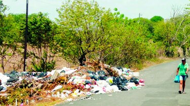 Basura obstruye vía que conduce hacia playa La Yeguada