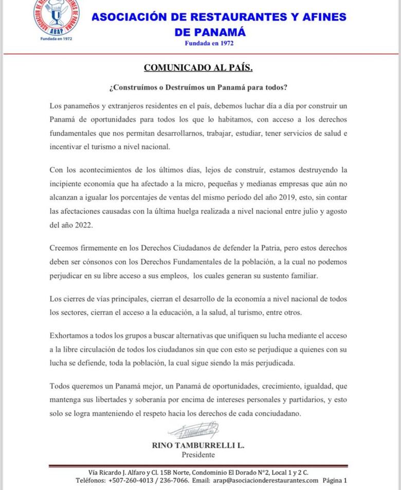 Gremio de restaurantes alerta que los cierres afectan a una economía que no se recupera