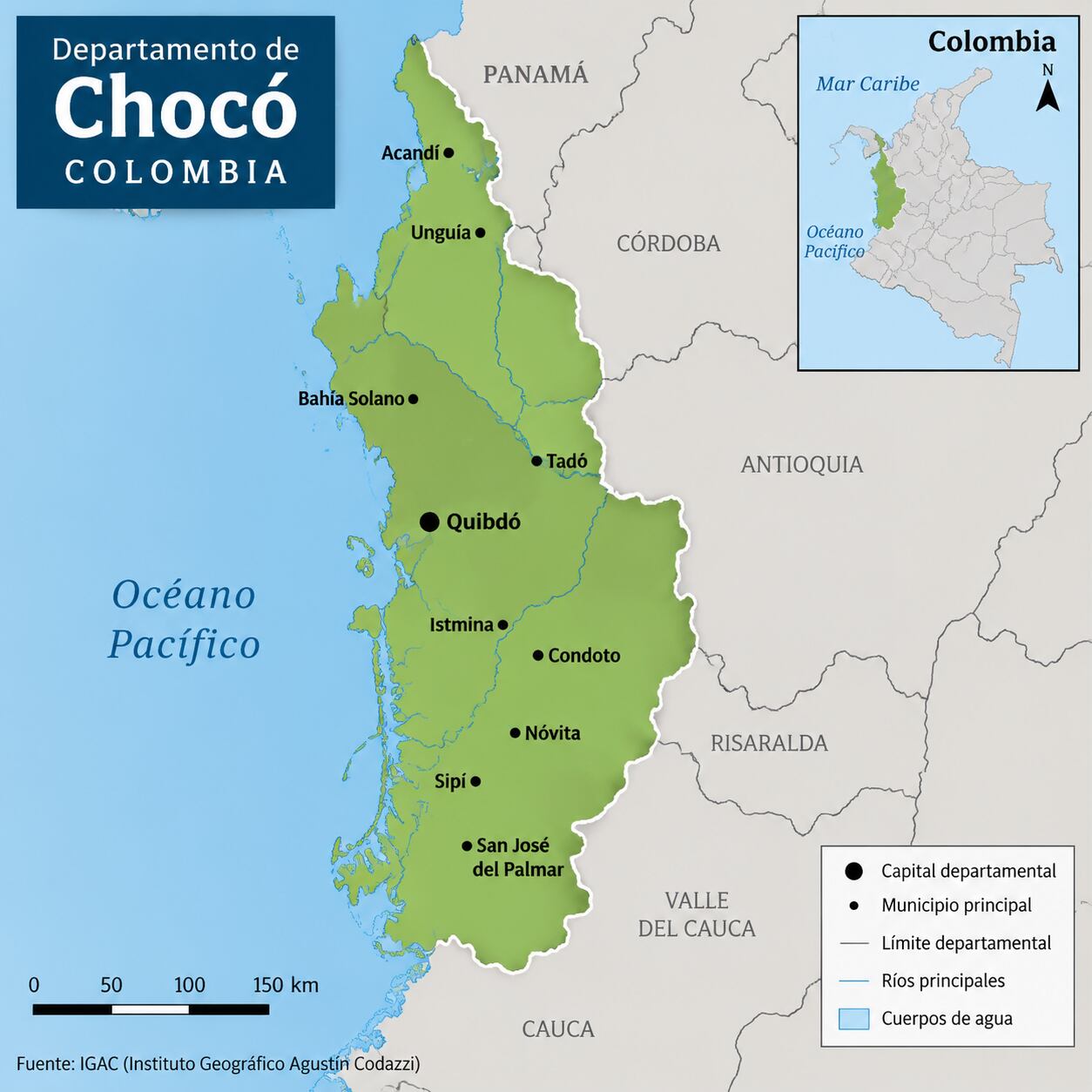 Chocó es uno de los treinta y dos departamentos que forman la República de Colombia.