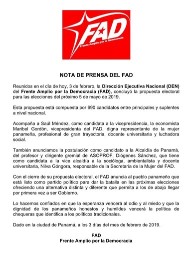 Saúl Méndez elige a Maribel Gordón como su candidata a vicepresidenta