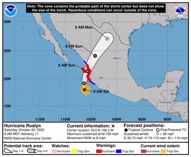 El huracán ‘Roslyn’ pasa a categoría 4 y amenaza ya el Pacífico mexicano