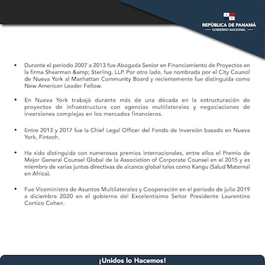 Érika Mouynes es la nueva canciller, ante la renuncia de Alejandro Ferrer
