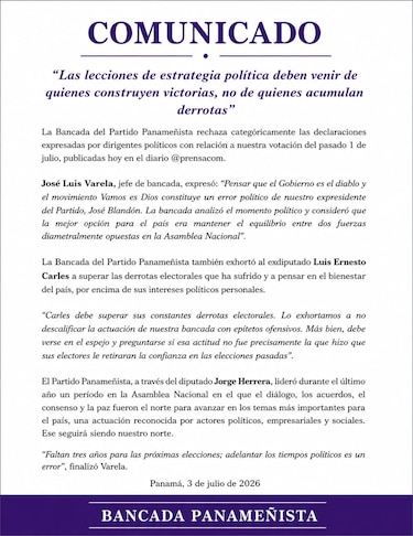 Abstención desata choque entre la bancada panameñista y sus exdirigentes