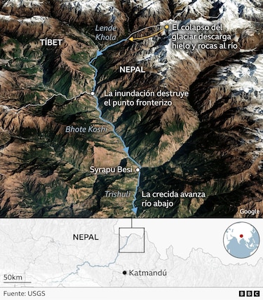 Qué es el colapso glaciar que se cree que causó la devastadora avalancha en Nepal