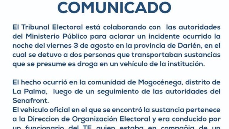 Aprehenden a dos personas tras decomiso de droga transportada en un vehículo del Tribunal Electoral