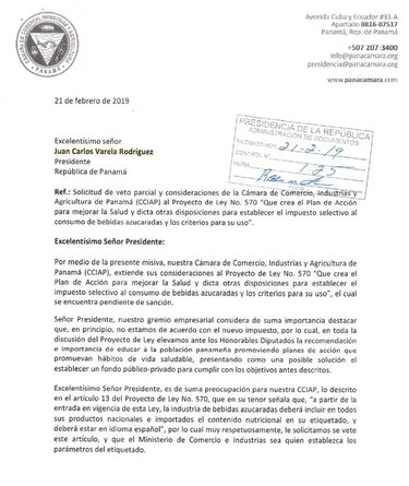 CCIAP pide veto parcial al proyecto sobre impuesto a las bebidas azucaradas
