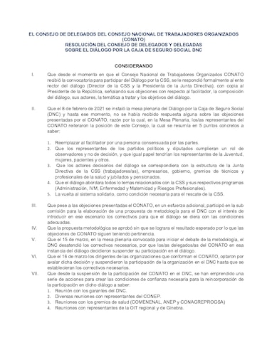 Conato formaliza su retiro de la mesa del diálogo por la Caja de Seguro Social