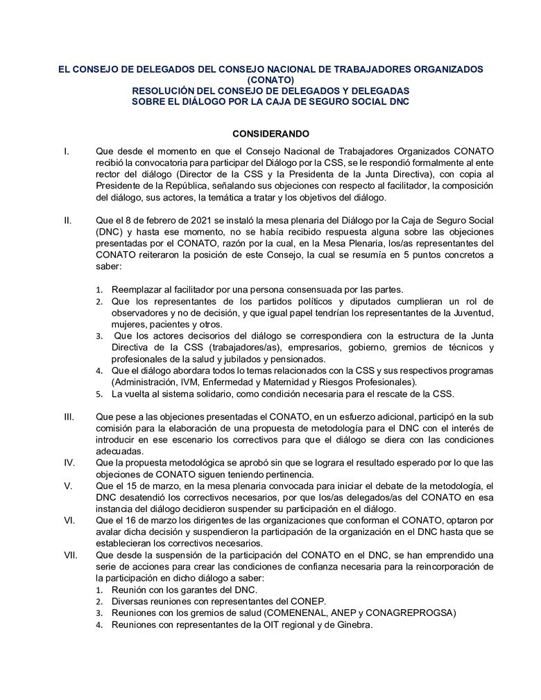 Conato decide en asamblea mantenerse fuera del diálogo por la CSS