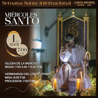 Conozca los horarios de misas y procesiones de Semana Santa 2026 en el Casco Antiguo