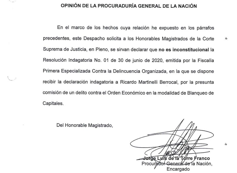 Procuraduría: ni hay principio de especialidad ni se violaron las garantías de Martinelli