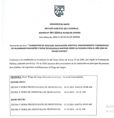 Alcalde de David inaugura alumbrado navideño antes de hacer la licitación
