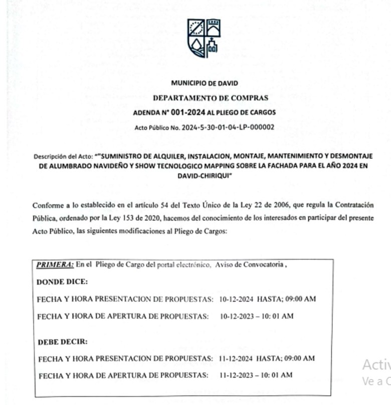 Alcalde de David inaugura alumbrado navideño antes de hacer la licitación