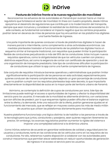 Nuevo decreto transforma plataformas de transporte: Uber e inDrive responden