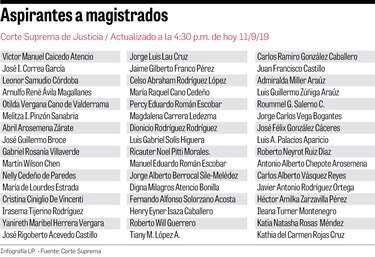 Hasta la fecha hay 48 aspirantes a los cargos a magistrados de la CSJ